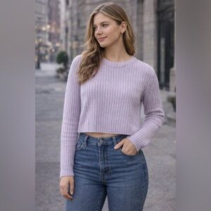 UK2LA Lavender Ribbed Cropped Sweater L/XL‎ Cozy Soft Knit